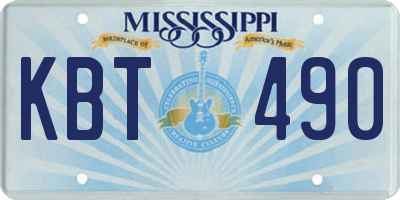 MS license plate KBT490