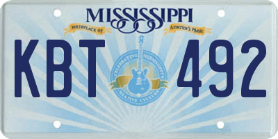 MS license plate KBT492