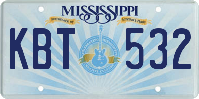 MS license plate KBT532
