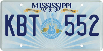 MS license plate KBT552