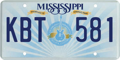 MS license plate KBT581