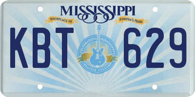 MS license plate KBT629