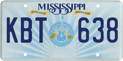 MS license plate KBT638