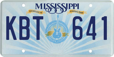 MS license plate KBT641