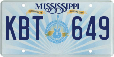 MS license plate KBT649