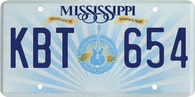 MS license plate KBT654