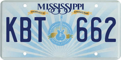 MS license plate KBT662
