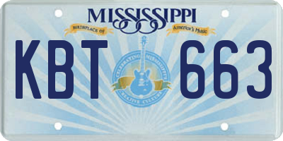 MS license plate KBT663