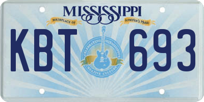 MS license plate KBT693