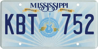 MS license plate KBT752