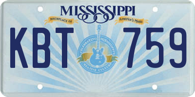 MS license plate KBT759