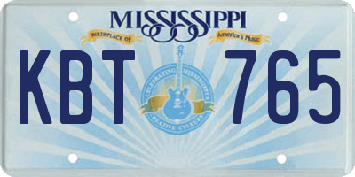MS license plate KBT765