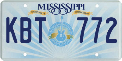 MS license plate KBT772