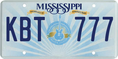 MS license plate KBT777