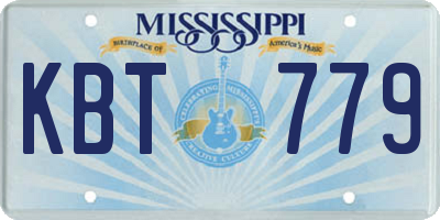 MS license plate KBT779