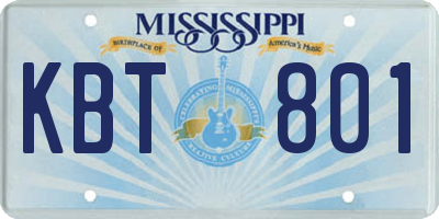 MS license plate KBT801