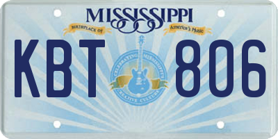 MS license plate KBT806