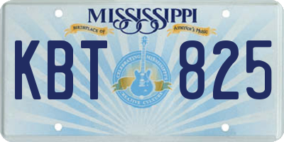 MS license plate KBT825