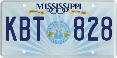 MS license plate KBT828