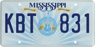MS license plate KBT831