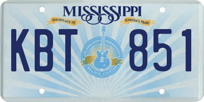 MS license plate KBT851
