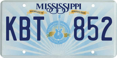 MS license plate KBT852