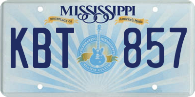 MS license plate KBT857