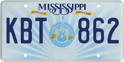 MS license plate KBT862