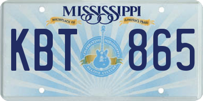 MS license plate KBT865