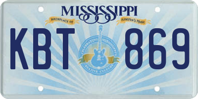 MS license plate KBT869