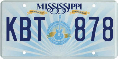 MS license plate KBT878