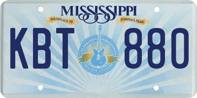 MS license plate KBT880
