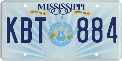 MS license plate KBT884