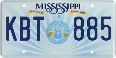 MS license plate KBT885