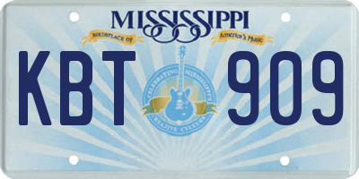 MS license plate KBT909