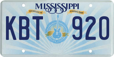 MS license plate KBT920