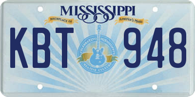 MS license plate KBT948