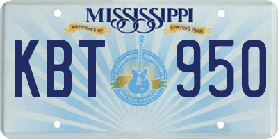 MS license plate KBT950