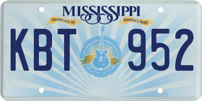 MS license plate KBT952