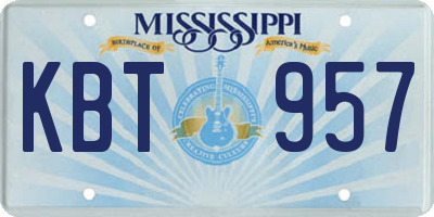 MS license plate KBT957