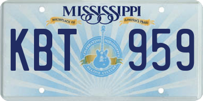 MS license plate KBT959