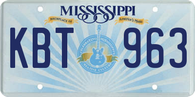 MS license plate KBT963