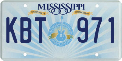 MS license plate KBT971
