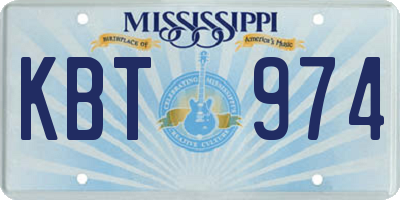 MS license plate KBT974