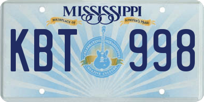 MS license plate KBT998
