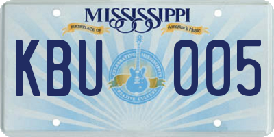 MS license plate KBU005