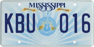 MS license plate KBU016