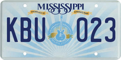 MS license plate KBU023