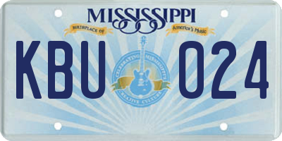 MS license plate KBU024