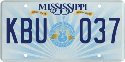 MS license plate KBU037